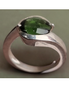 Bague Tourmaline verte Argent 925 Taille 54