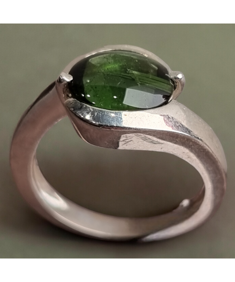 Bague Tourmaline verte Argent 925 Taille 54