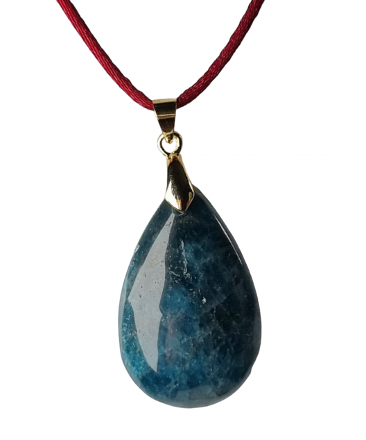Pendentif Apatite bleue cordon réglable