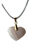 Pendentif Calcédoine cœur cordon réglable