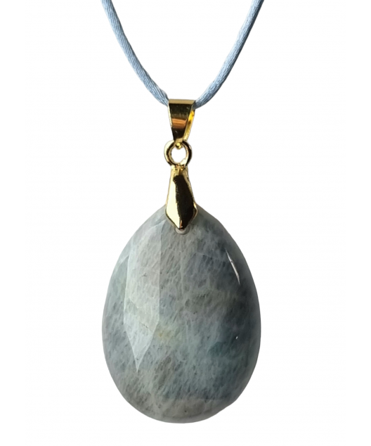 Pendentif Aigue marine cordon réglable