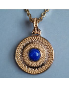 Pendentif Lapis-lazuli sur chaîne Plaqué or