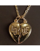 Pendentif Cœur Love avec chaîne Plaqué or