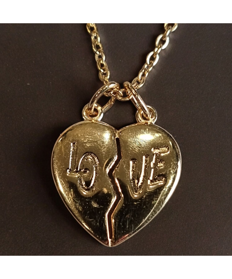 Pendentif Cœur Love avec chaîne Plaqué or