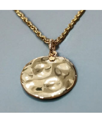 Pendentif rond martelé avec chaîne Plaqué or