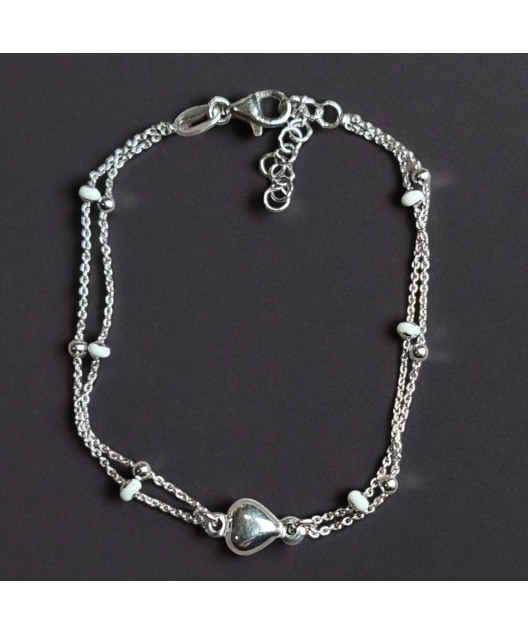 Bracelet Cœur Argent 925 avec fermoir