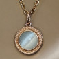 Pendentif Pierre de lune Œil de chat avec chaîne Plaqué or