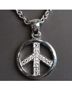 Pendentif Zirconium Peace & Love Argent 925 avec chaîne