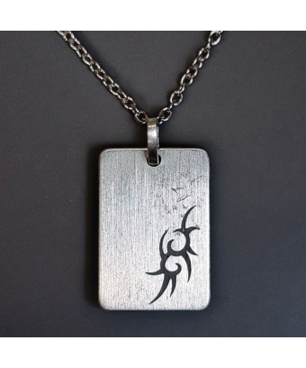 Pendentif Plaque Signe tribal Argent 925 avec chaîne