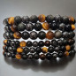 Bracelet Œil de tigre Obsidienne Œil céleste & Hématite Pierres rondes 6mm