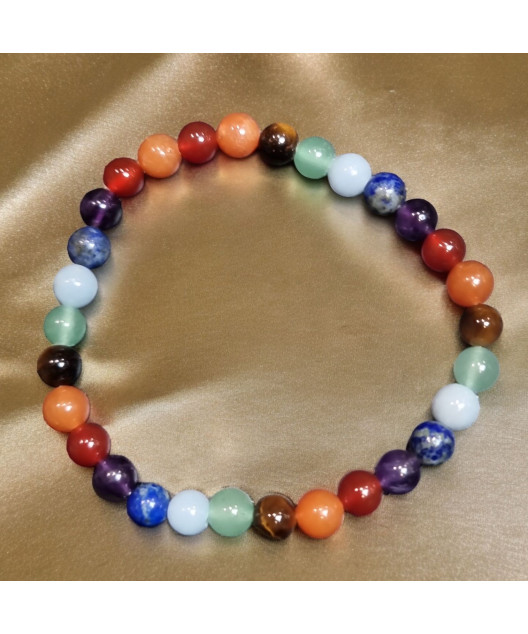Bracelet 7 chakras Pierres rondes