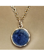 Pendentif Sodalite sur chaîne Plaqué or