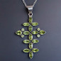 Pendentif Péridot croix Argent 925 sur chaîne