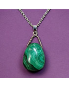 Pendentif Malachite avec chaîne acier inox
