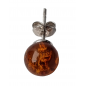 Boucles Ambre cognac boules 8mm argent 925