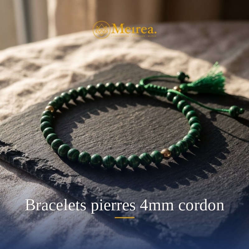 Bracelets pierres 4mm cordon | Meirea
