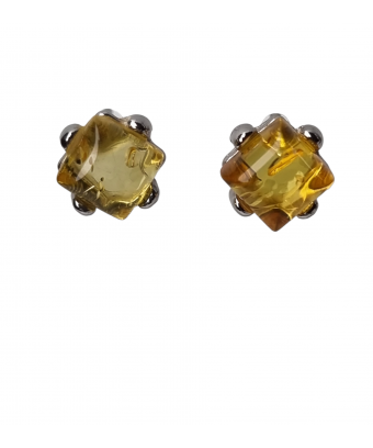 Boucles Ambre griffées argent 925