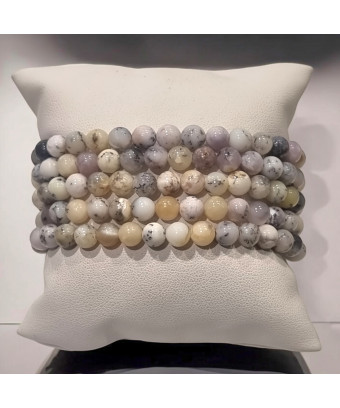 Bracelet Opale Grise Pierres Rondes 6mm