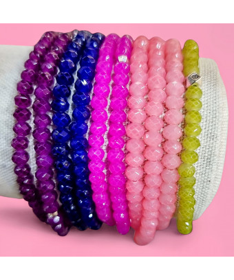 Bracelet Perles de verre Colorées et Facettées (s)