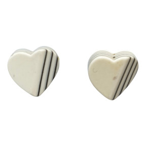 Boucles Bakélite Cœur Blanc Vintage