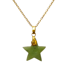 Pendentif Jade Etoile avec Chaîne Plaquée Or 48 cm