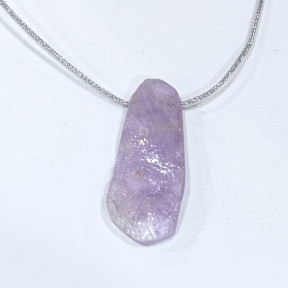 Pendentif Amétrine sur Cordon Gris Pailleté Réglable
