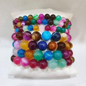 Bracelet Agate multicolore Pierres rondes 8mm (s)