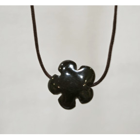 Pendentif Onyx Fleur sur Cordon Réglable