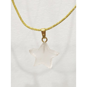Pendentif Quartz Rose Etoile sur Cordon Réglable