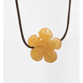 Pendentif Aventurine Orange Fleur sur Cordon Réglable
