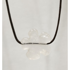 Pendentif Quartz Rose Fleur sur Cordon Réglable