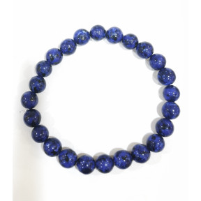 Bracelet Fantaisie Imitation Lapis-lazuli Perles Rondes 8mm Résine