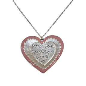 Pendentif Cœur Emaillé One Love avec Chaîne Acier Inox 44 + 5 cm