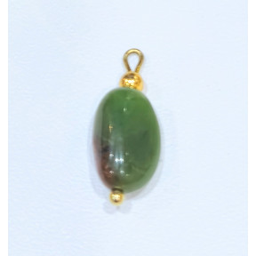 Pendentif Jaspe Sanguin avec Attache Dorée