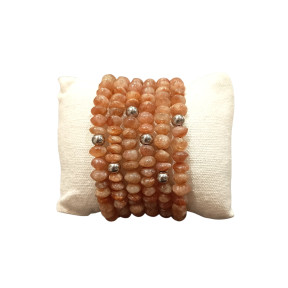 Bracelet Pierre de Soleil Baroque avec Insert Bille Acier