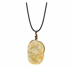 Pendentif Citrine sur Cordon Réglable Noir