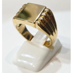 Bague Type Chevalière Carrée Plaquée Or