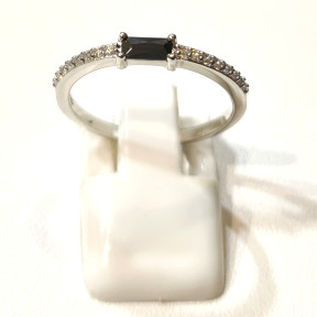 Bague Saphir Bleu Nuit Zircon Argent 925