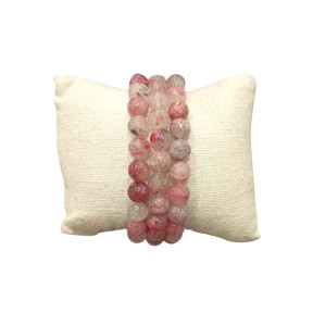 Bracelet Quartz Rhodonite Pierres Rondes 8mm