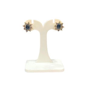Boucles Saphir et Zirconium Fleur Plaquée Or