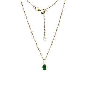 Pendentif Emeraude de Synthèse avec Chaîne Plaqué Or