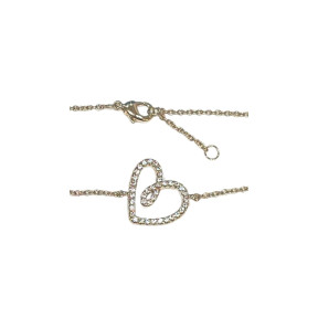 Bracelet Zirconium Cœur 18cm Plaqué Or