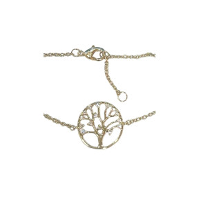 Bracelet Zirconium Arbre de Vie 18cm Plaqué Or