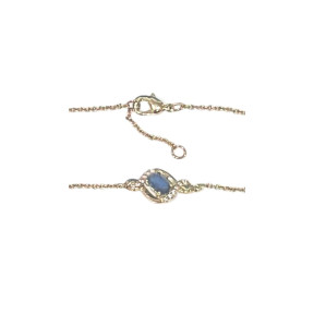 Bracelet Saphir et Zirconium 18cm Plaqué Or