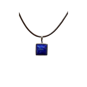 Pendentif Lapis-Lazuli Carré Argent 925 sur Cordon Réglable