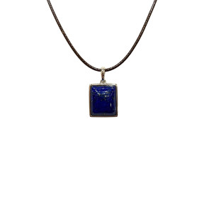 Pendentif Lapis-Lazuli Rectangulaire Argent 925 sur Cordon Réglable