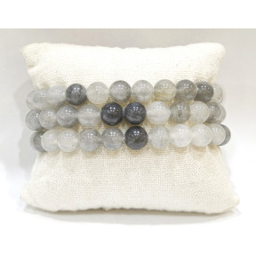 Bracelet Quartz Fantôme Pierres Rondes 8mm