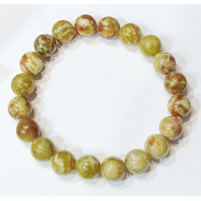 Bracelet Serpentine Jade Tacheté Pierres Rondes 10mm