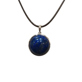 Pendentif Lapis-Lazuli Rond 2cm de Diamètre Argent 925 sur Cordon Réglable