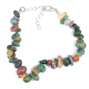 Bracelet Jaspe Sanguin Baroque avec Fermoir 17 + 6 cm